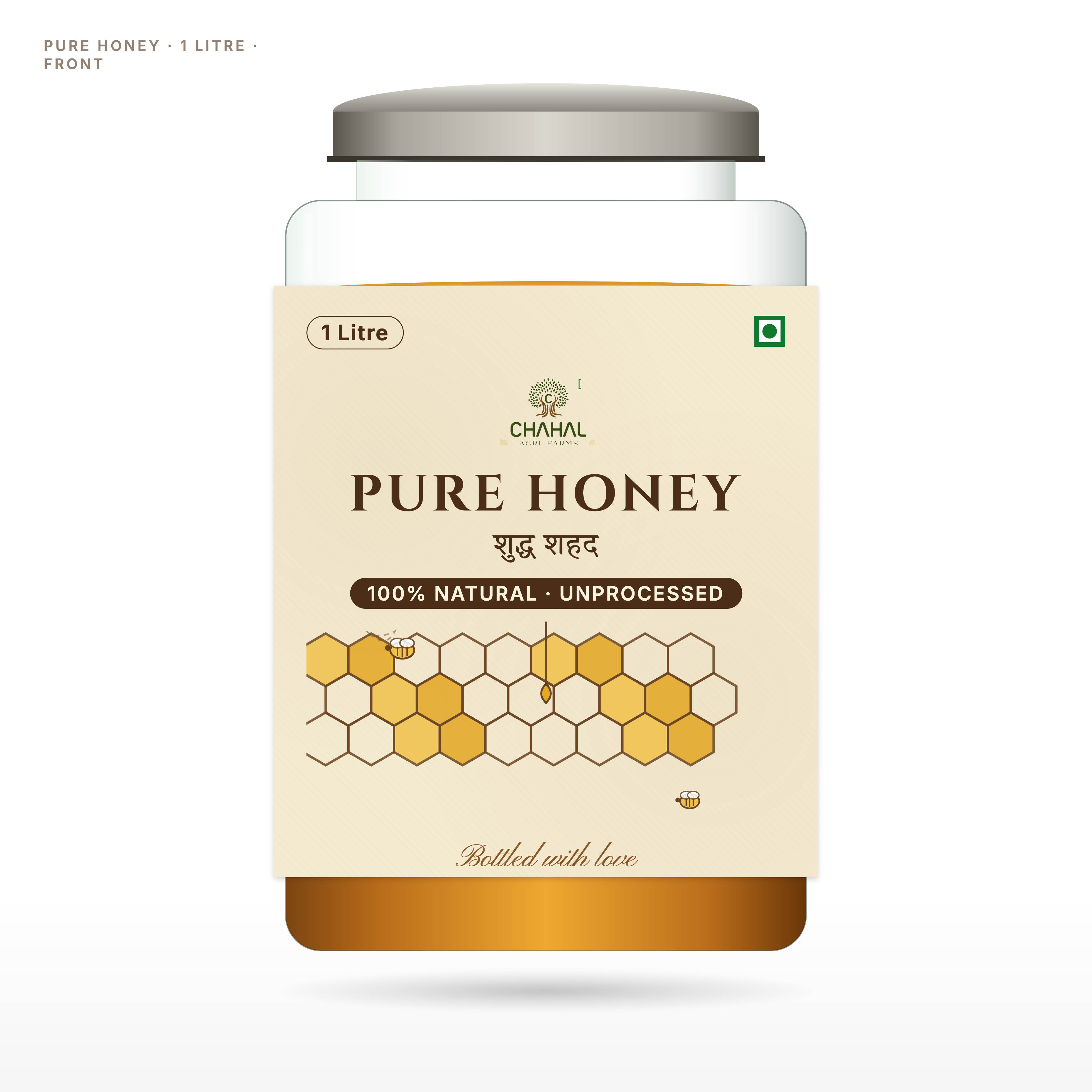 Raw wild forest honey 1 litre glass jar — Uttarakhand jungle multifloral honey