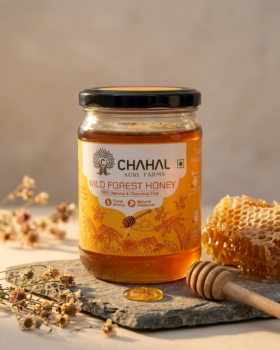 Raw wild forest honey 500 g — unprocessed multifloral honey