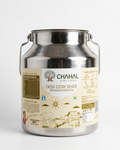 Chahal Agri Farms desi cow ghee 5 litre steel dolchi, labelled with the traditional bilona process