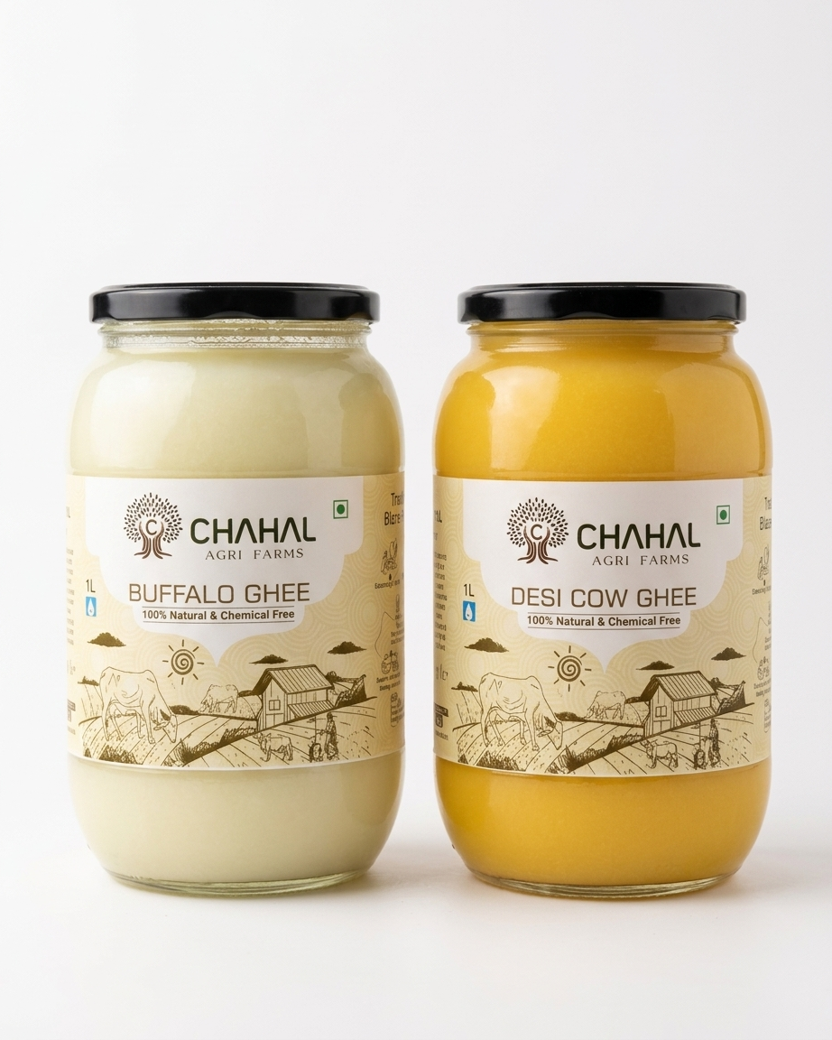 Ghee Lover's Duo — desi cow ghee and buffalo ghee combo, Chahal Agri Farms