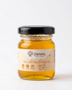 50 ml trial jar of Chahal Agri Farms wood-pressed yellow mustard oil